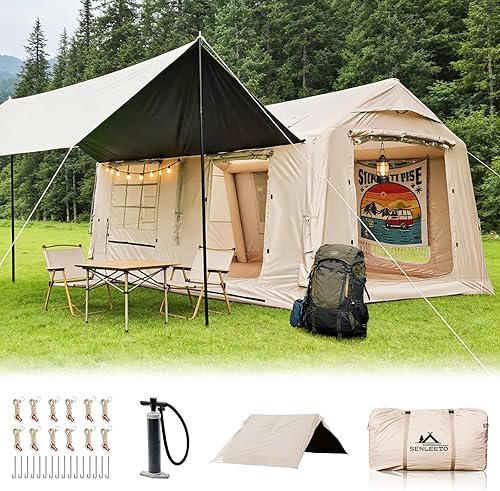 Miniatura 9 de Tiendas inflables para acampar, gran tienda inflable de camping con bomba manual, tiendas inflables fáciles de montar para 2/4/6/8/10/12 personas,