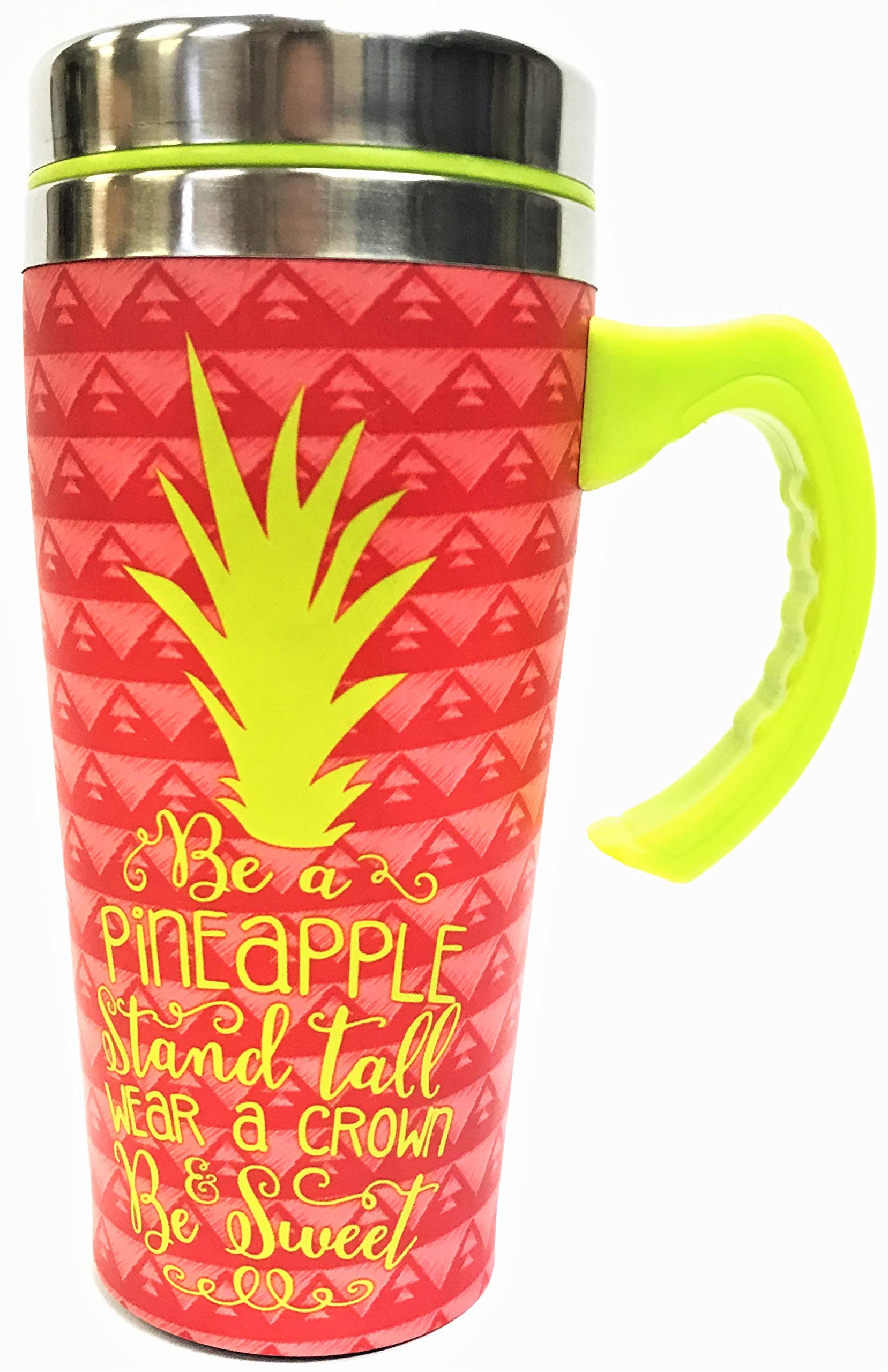 Eclipse Sarcastic Cool Pretty Fun Catchy Design 16oz 100% Stainless Steel Temperature Retention Travel Mug Cup w/Handle, Choose Your Own Style! (PINEAPPLE)