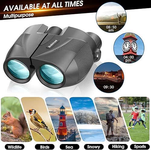 Miniatura 3 de Bwrethay Prismáticos compactos de 20 x 25 para adultos de alta potencia y niños, prismáticos impermeables para cazadores con visión de poca luz,
