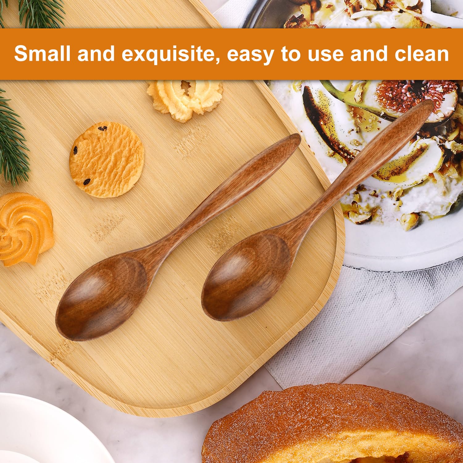 5 Cucchiaini In Legno Per Miele - 14.5 Cm, Fatto A Mano, Per Tè, Caffè, Marmellata, Accessori Cucina - Foto 6