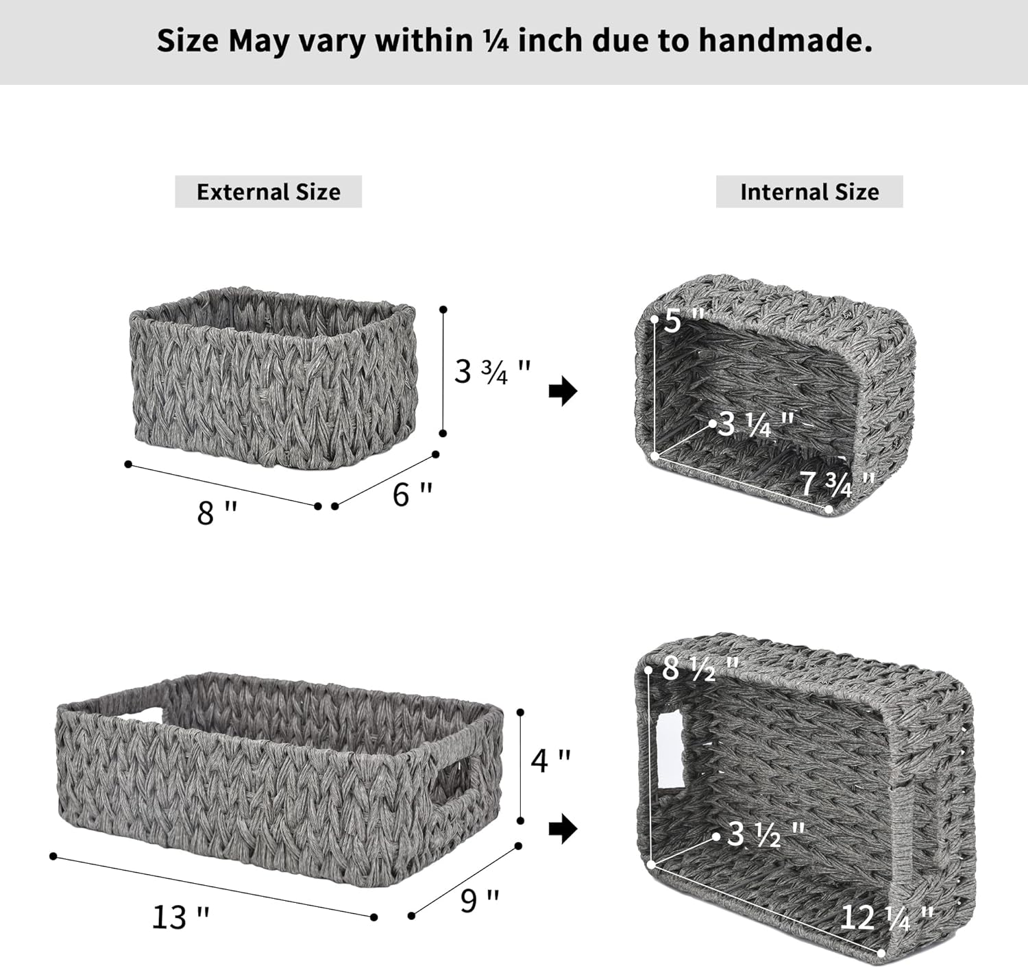 GRANNY SAYS Bundle of 3-Pack Grey Baskets For Storage & 1-Pack Silverware Organizer Small