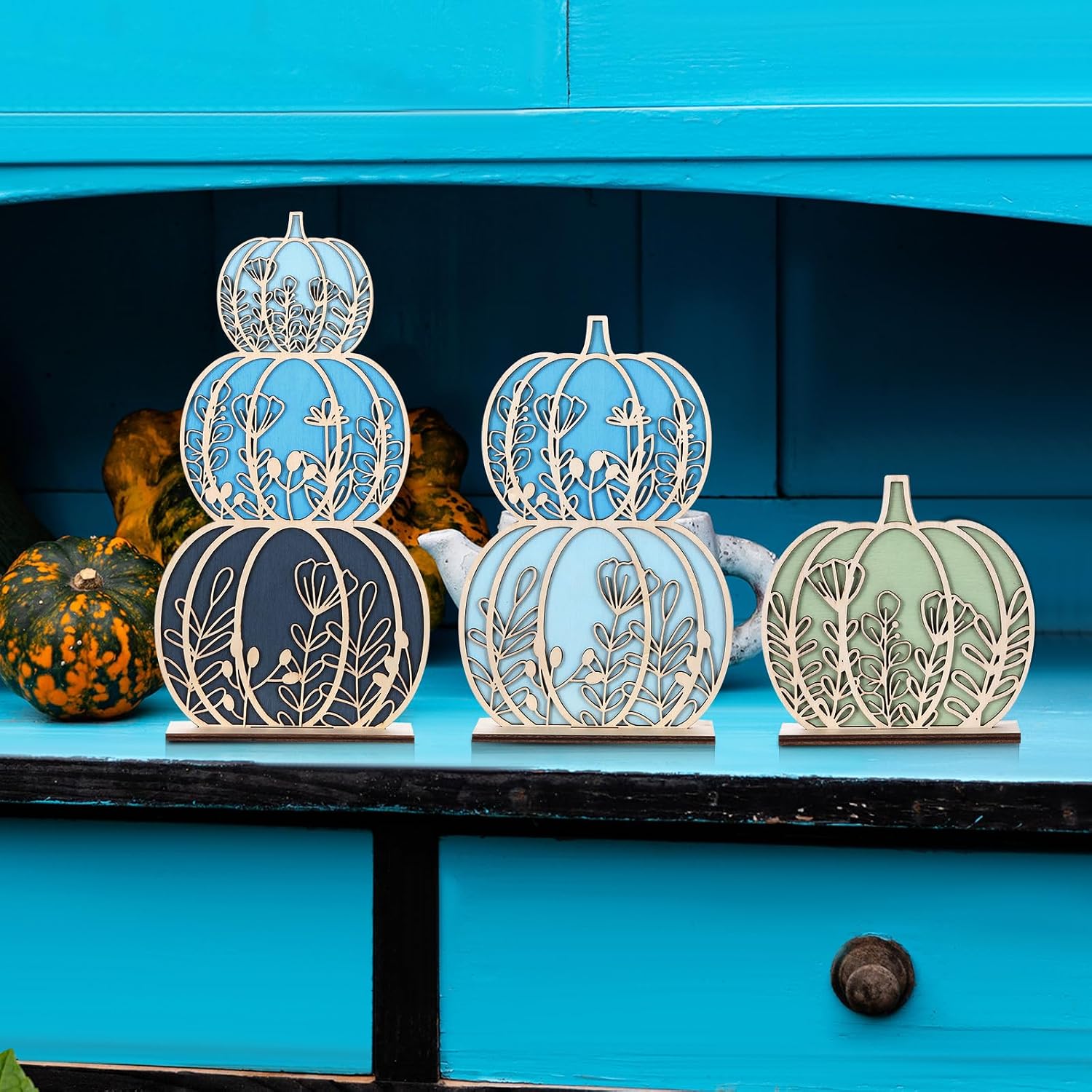 Leinuosen Fall Pumpkin Decor, Single Sided Pattern, Cool Colors image 5