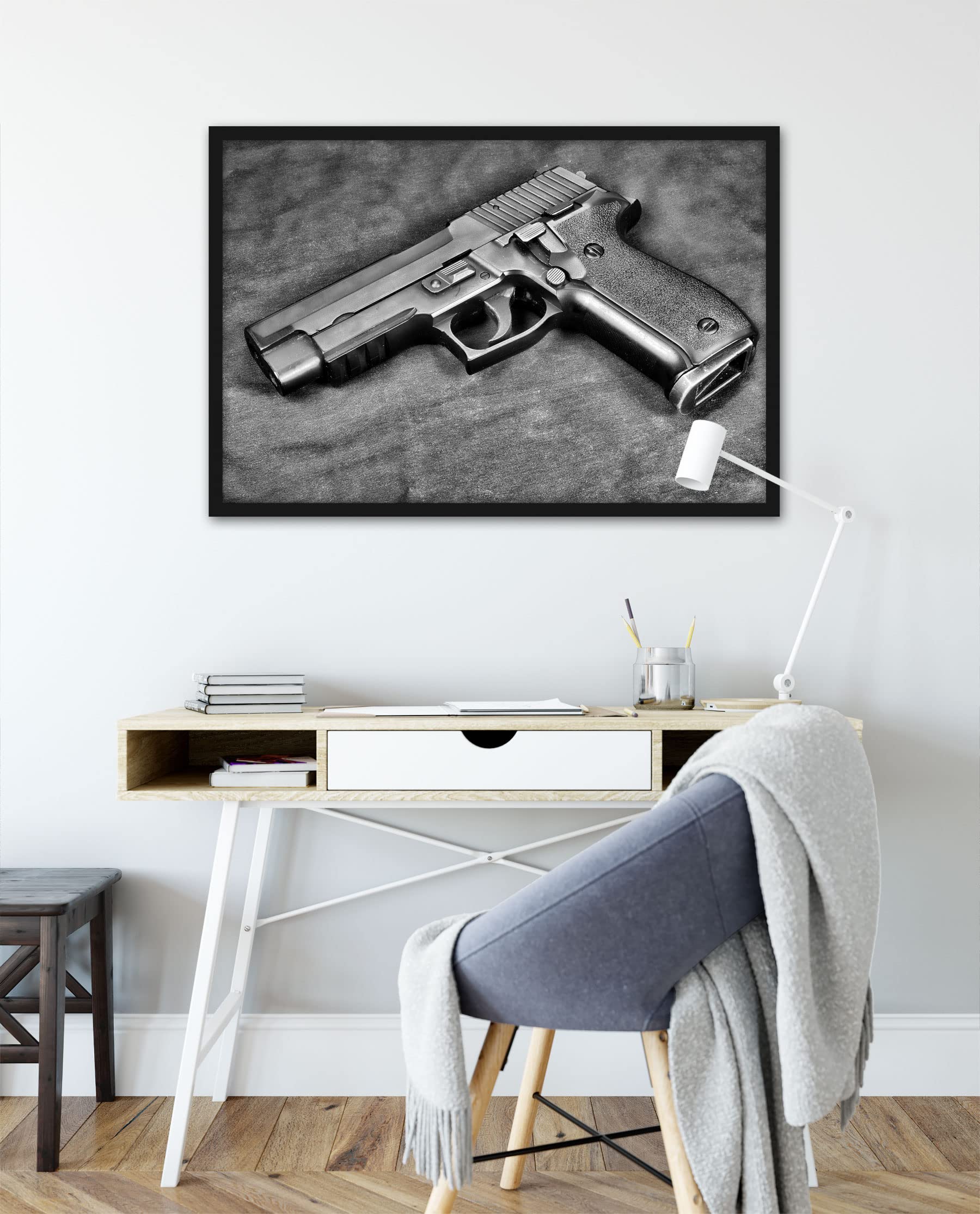 Armes à pistolets, poster dans un cadre photo, format 80 x 60 cm, impression d'art encadrée