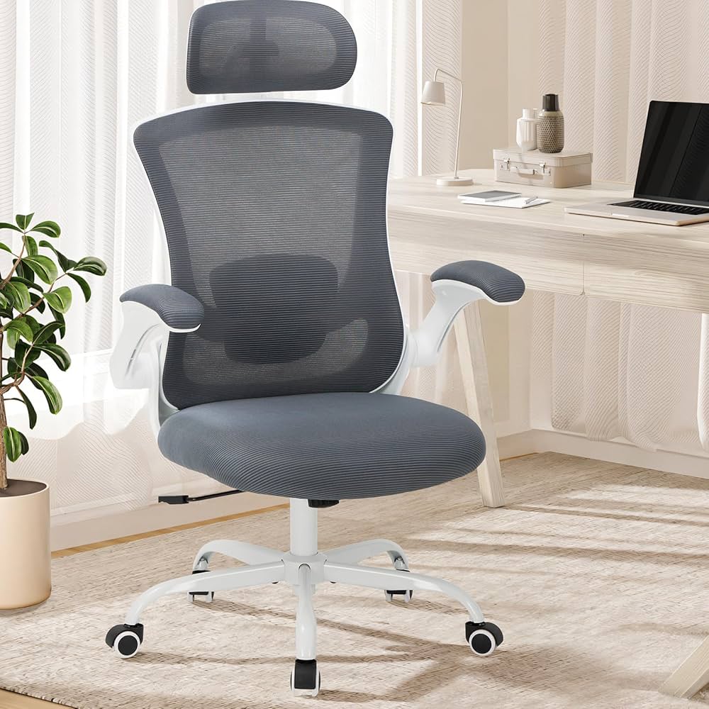 Ergonomic Mesh Office Chair With Footrest, High Back Computer Executive Desk Cha