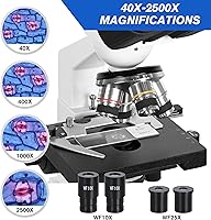 Vista 5 de HSL Microscopio binocular compuesto 40x-2500x para adultos profesional,microscopios para estudiante educar,Microscopio biológico LAB Micro Scope