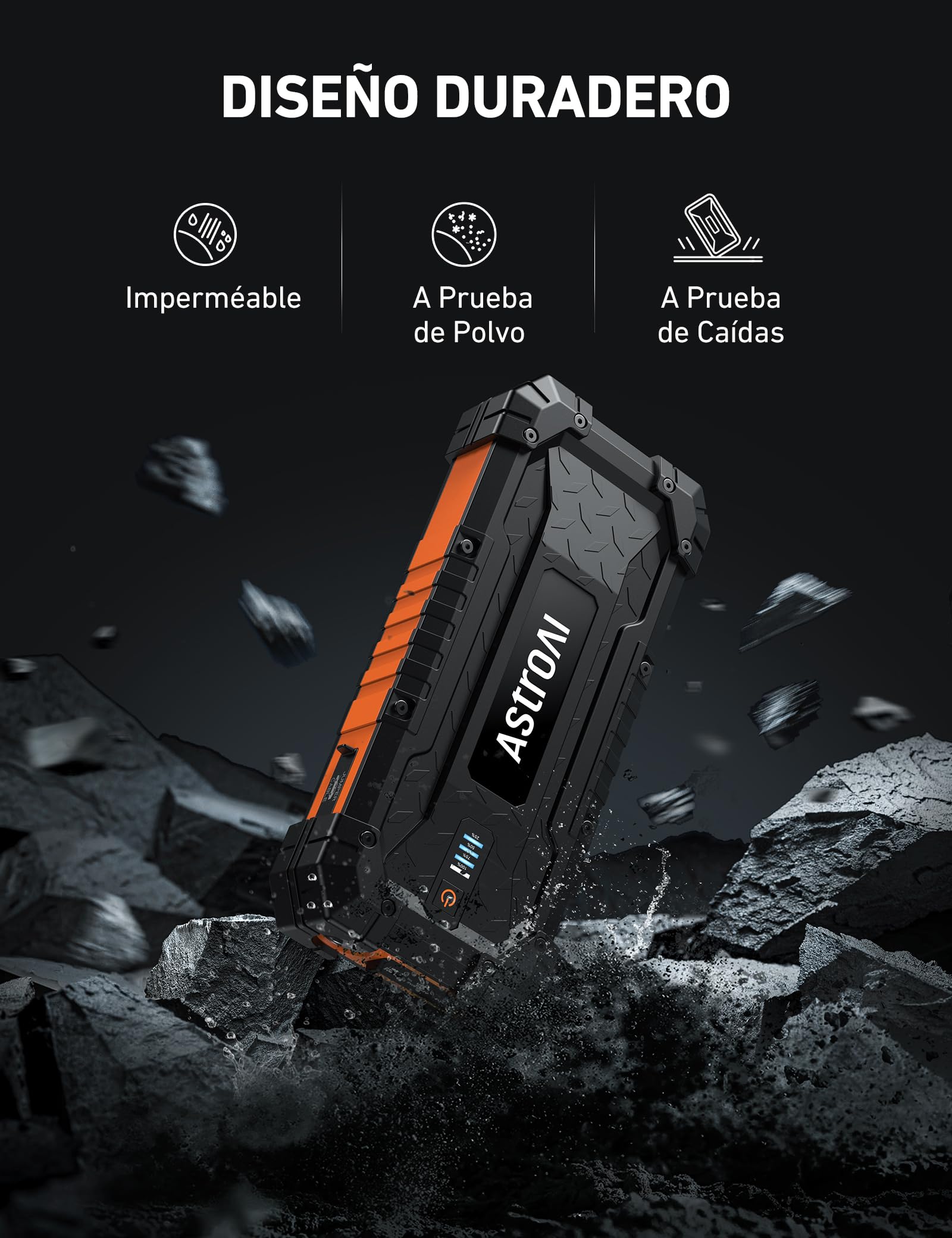 AstroAI S8 Ultra Arrancador de Baterias de Coches, 4000 A Arrancador de Coche Portátil de Gasolina de hasta 10 L y diésel de 8 L, 12 V Arrancador de Coches con Cables de Arranque, Carga Rápida
