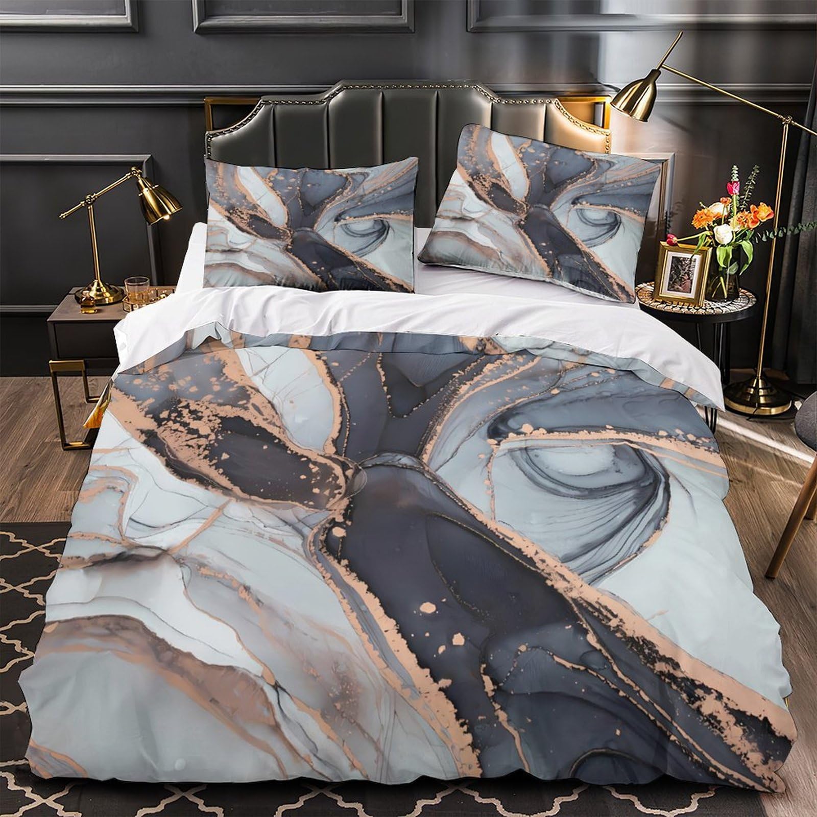 Linge de lit art abstrait fluide housse couette microfibre douce