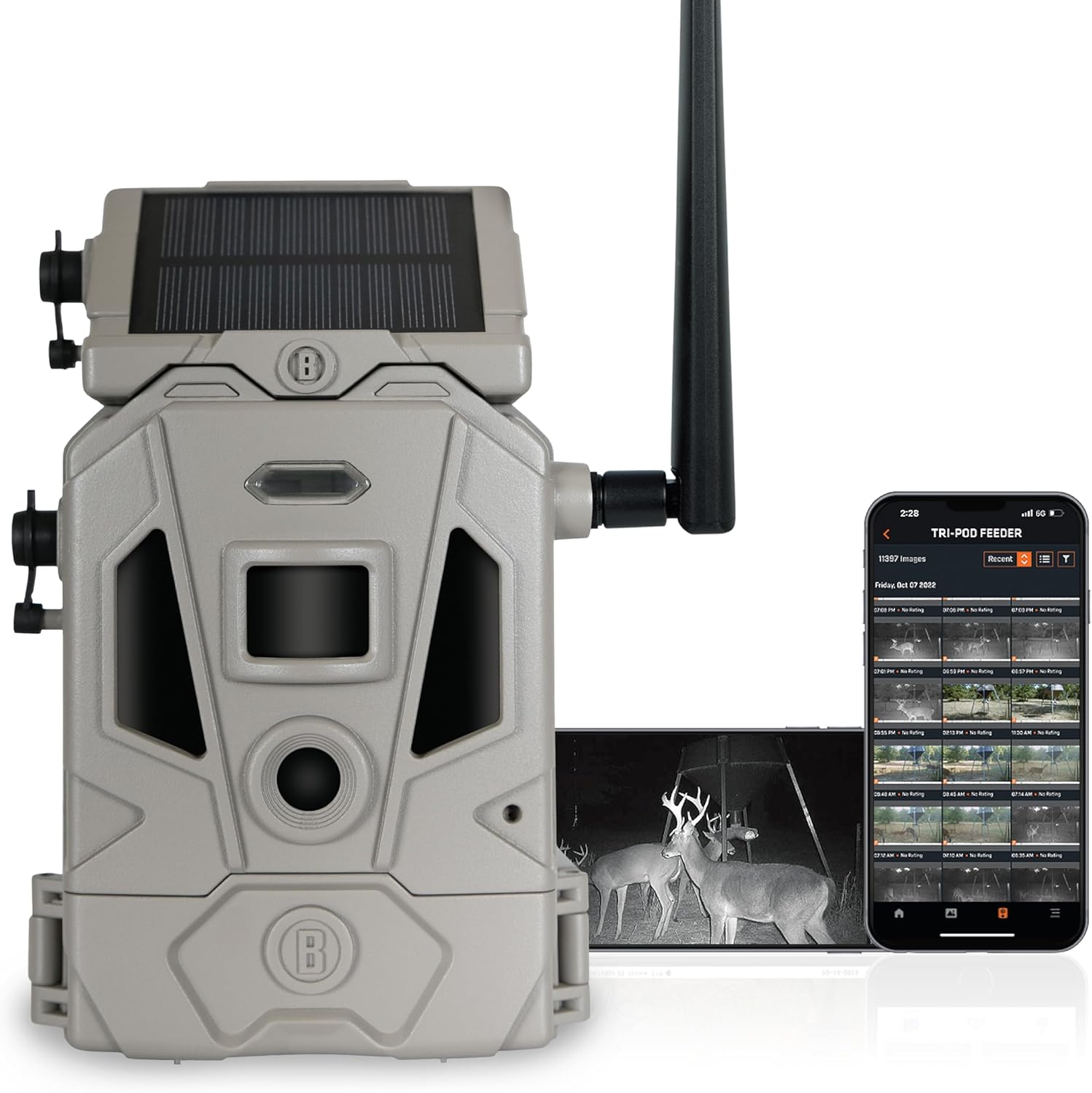 Bushnell CelluCORE 20 Solar Trail Camera, Dual Sim Low Glow Hunting Game Camera with Detachable Solar Panel Works with OnX Hunt