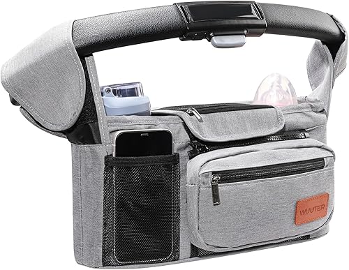 Organizador de cochecito con portavasos, muñequera desmontable, bolsa de cochecito de bebé de gran capacidad para mamá, se adapta a Uppababy, Baby