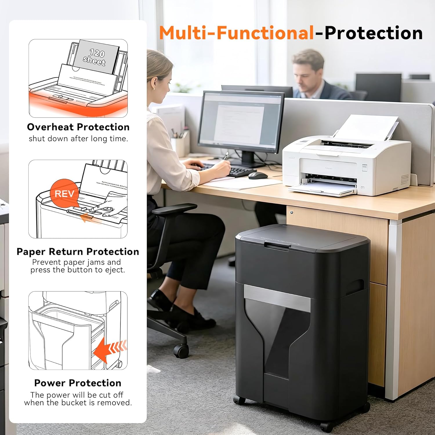 120-Sheet Auto Feed Paper Shredder, 40 Min Non-Stop, Shredders for Home Office Heavy Duty, P-4 Ultra Security Shredder for Home Office, Cross-Cut with Wheels, 5.28 Gal Bin, <63 dB (OL287)