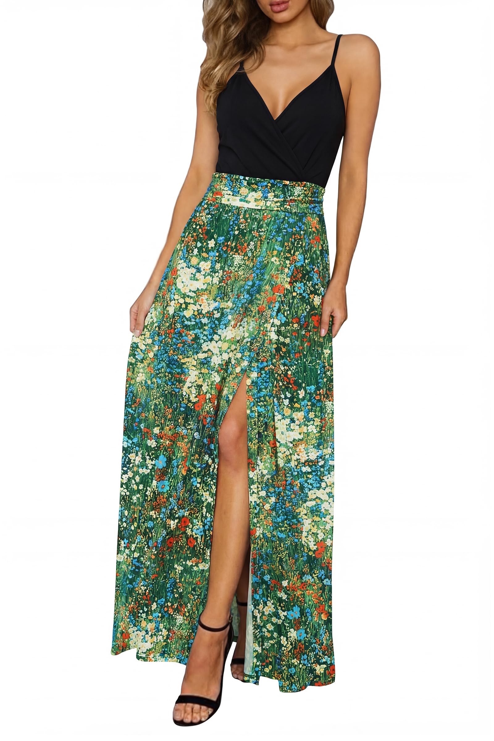 Newshows Women's 2026 Lightweight Summer Wedding Guest Beach Vacation Casual V Neck Split Flowy Maxi Dress