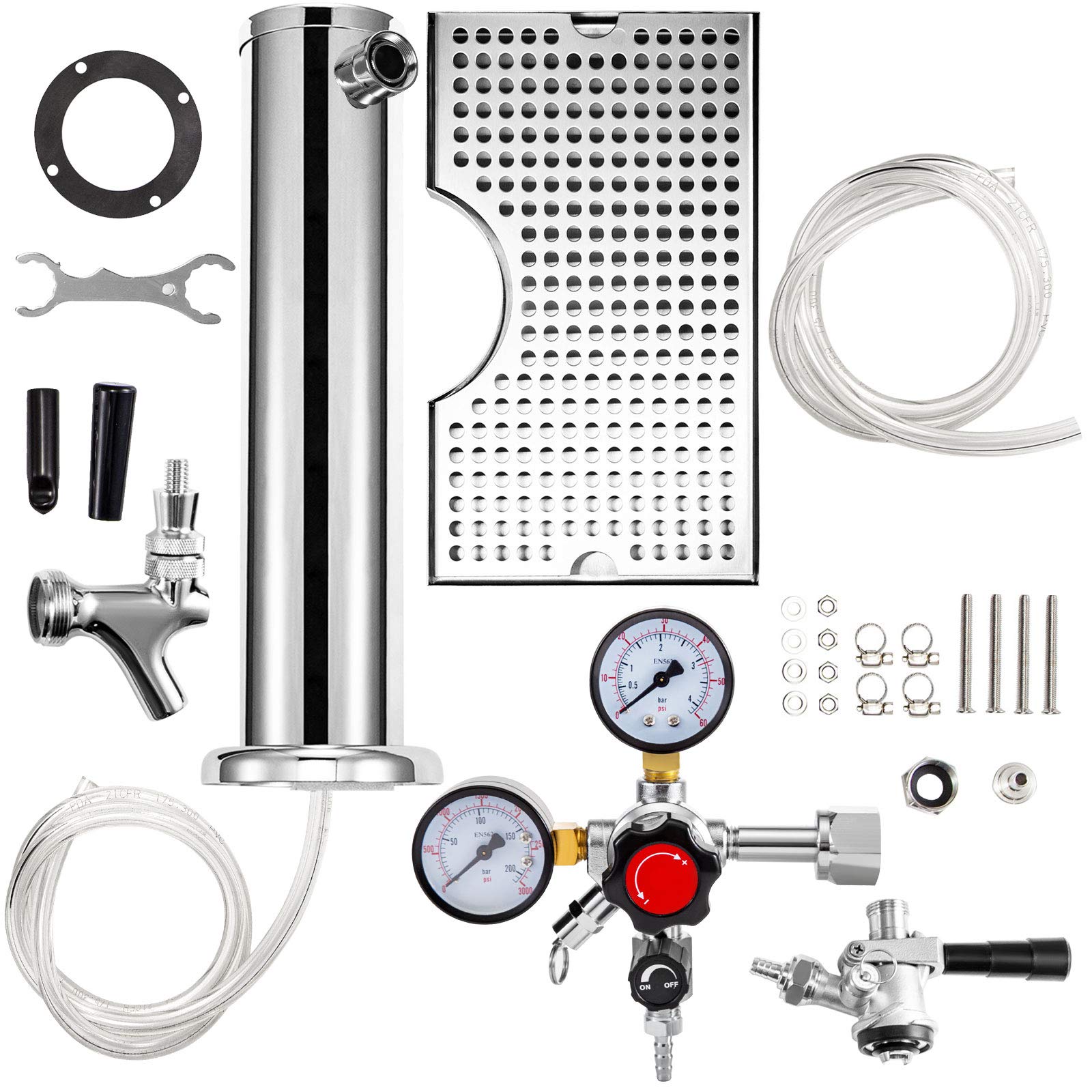 VEVOR Kegerator Tower Kit, Single Tap Beer Conversion Kit, No Tank Keg