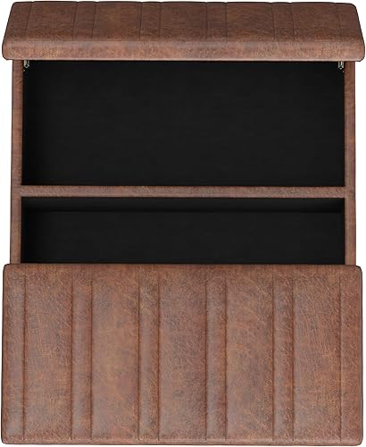 Miniatura 8 de SIMPLIHOME Ellis - Mesa de centro cuadrada contemporánea de 36 pulgadas de ancho, otomana de almacenamiento en silla de montar envejecida, piel