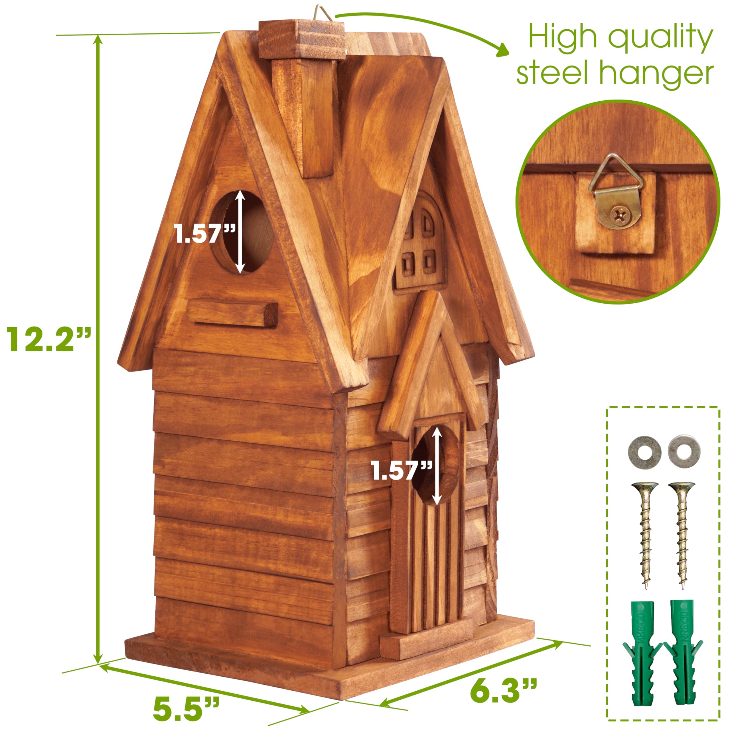 MIXUMON- Casas para pájaros para Exteriores, Espacio para 2 Casas de pájaros al Aire Libre para 2 familias de pájaros, casa para pájaros Colgante para jardín (Estilo 11)