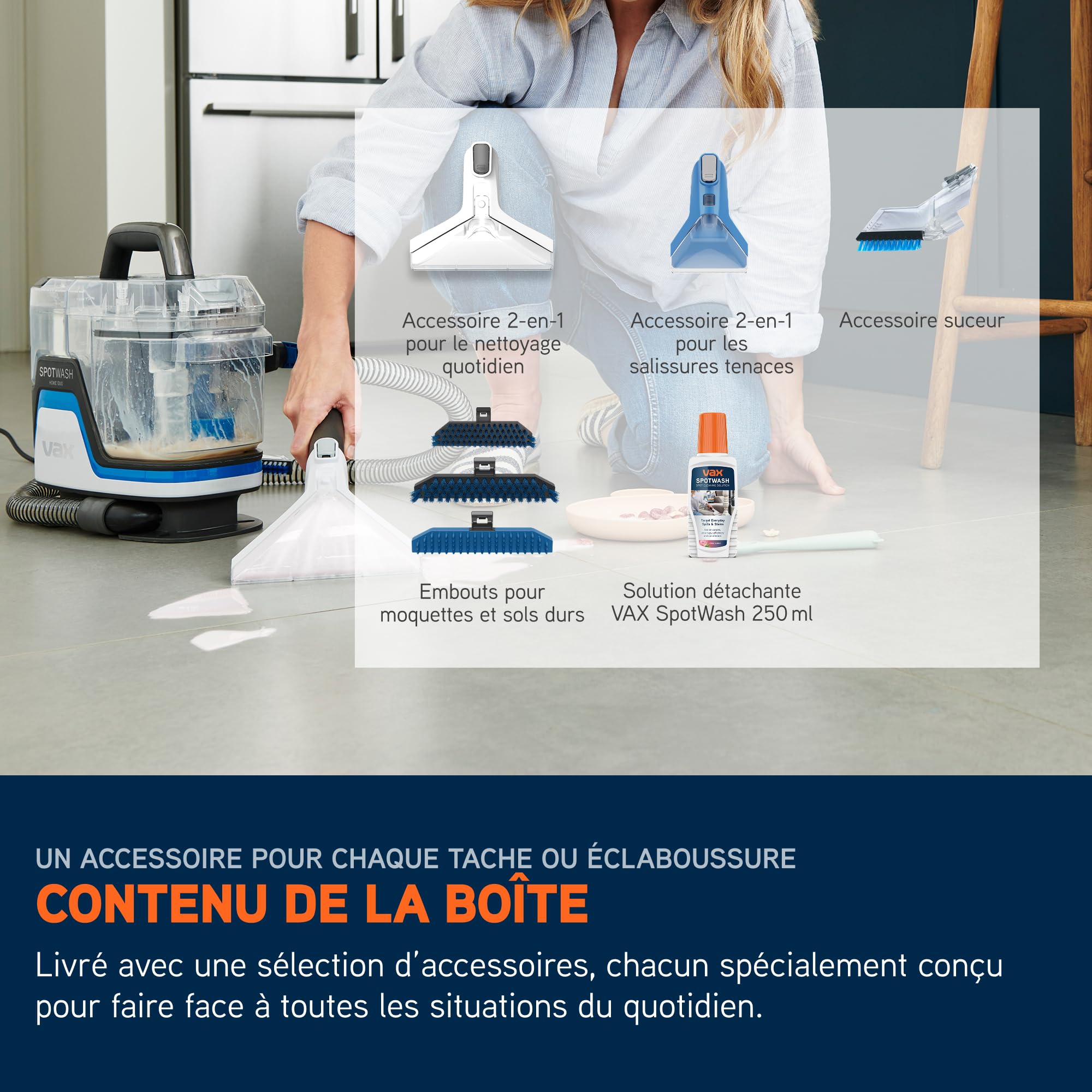 Vax SpotWash Home Duo Spot Nettoyeur, détachant pour shampouineuse tapis et tissus d'ameublement, séchage rapide, protection antimicrobienne et nettoyage en profondeur de plusieurs surfaces