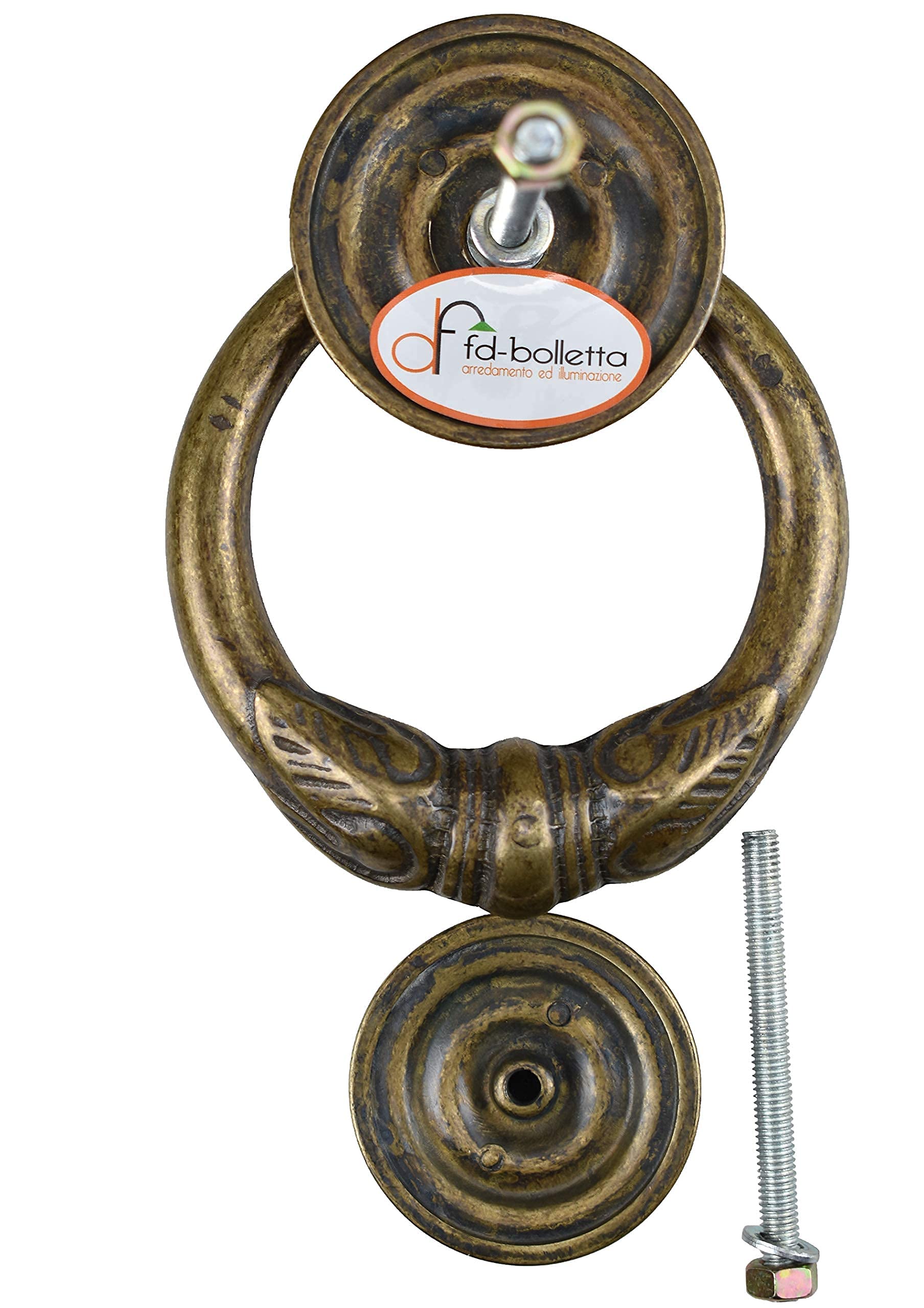 Battente Porta,batacchi,Battente Ottone,Battente ad Anello btm1 Misure:H Battente 13cm,H Totale Come in Foto 14,5cm,Ø Anello 10cm.Interasse tra i Due perni 9cm