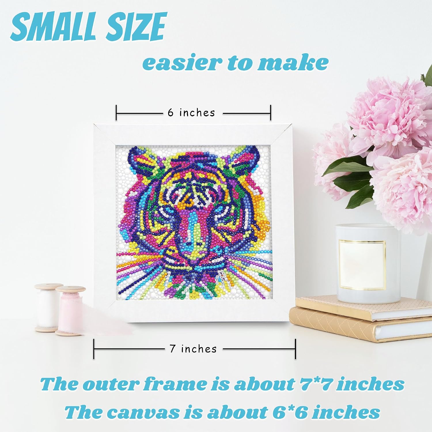Libfx Diamond Art Kits for Kids with Frame Diamond Art for Girls Boys Beginners Arts and Crafts Birthday Gifts (Colorful Tiger) image 2