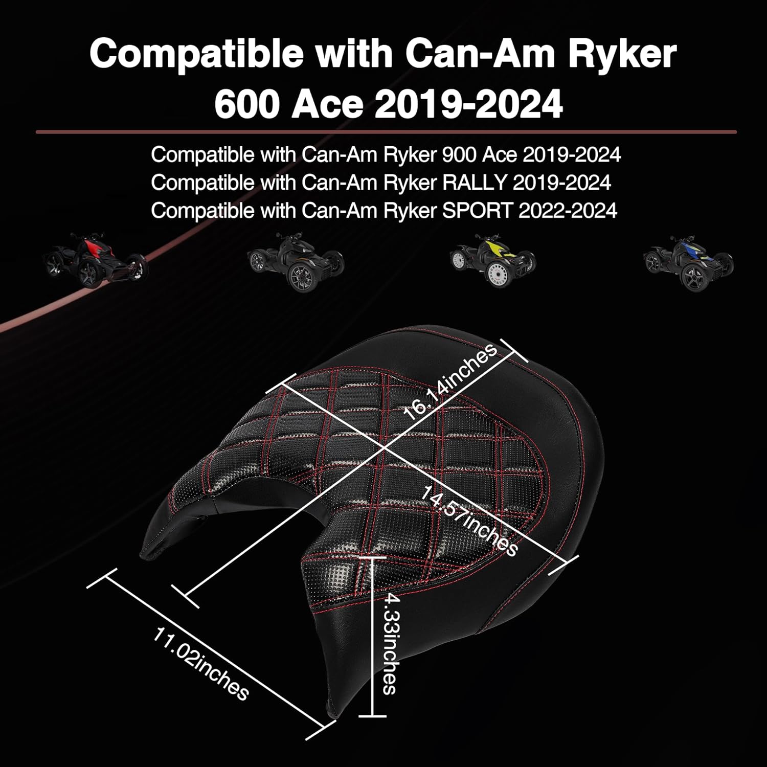 Rider Driver Seat for Can Am Ryker Black Wide And High Driver Comfort Seat Compatible with Can Am Ryker 600 900 Sport Rally Edition 2019-2024 (Red)