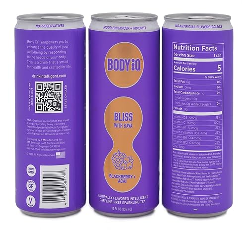 Miniatura 8 de BLISS Té espumoso inteligente sin cafeína (bayas de saúco hibisco, paquete de 12 unidades)