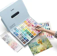 Conjunto de tinta guache gelatinosa HIMI, copos duplos, 112 cores, 12 g, design de copo de gelatina, atóxica, para tela e papel, materiais de arte para profissionais e iniciantes (azul-gelo)
