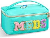 Vista 1 de Geetery Bolsa de Maquillaje Transparente de Chenilla con Letras, Bolsa para Medicamentos, Estuches de Viaje Preppy con Parche y Cremallera, Estuche