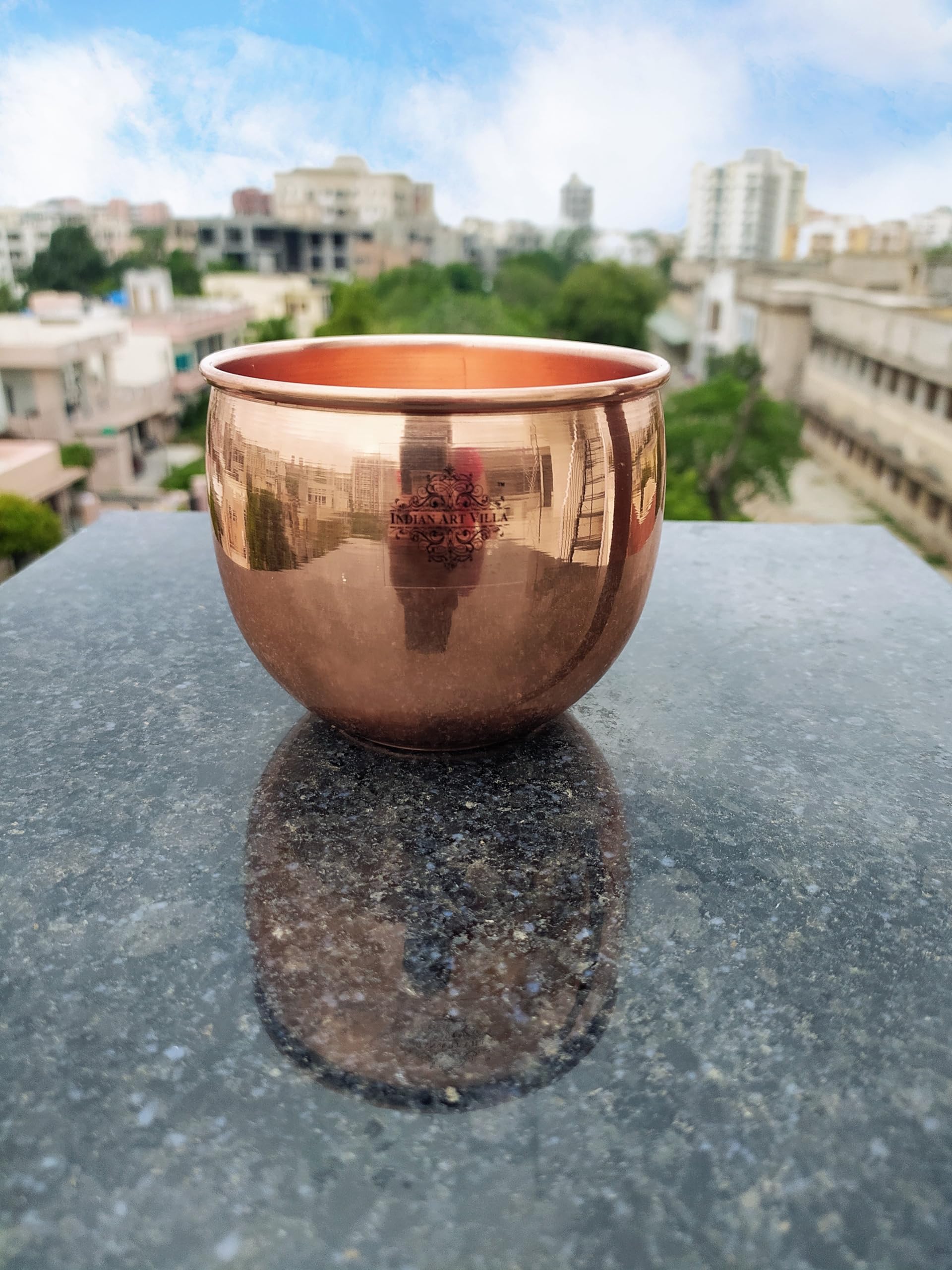 Indian Art Villa pure copper glass plain Design Copper Tumbler Drinkware and serveware Volume- 16 Oz Set of