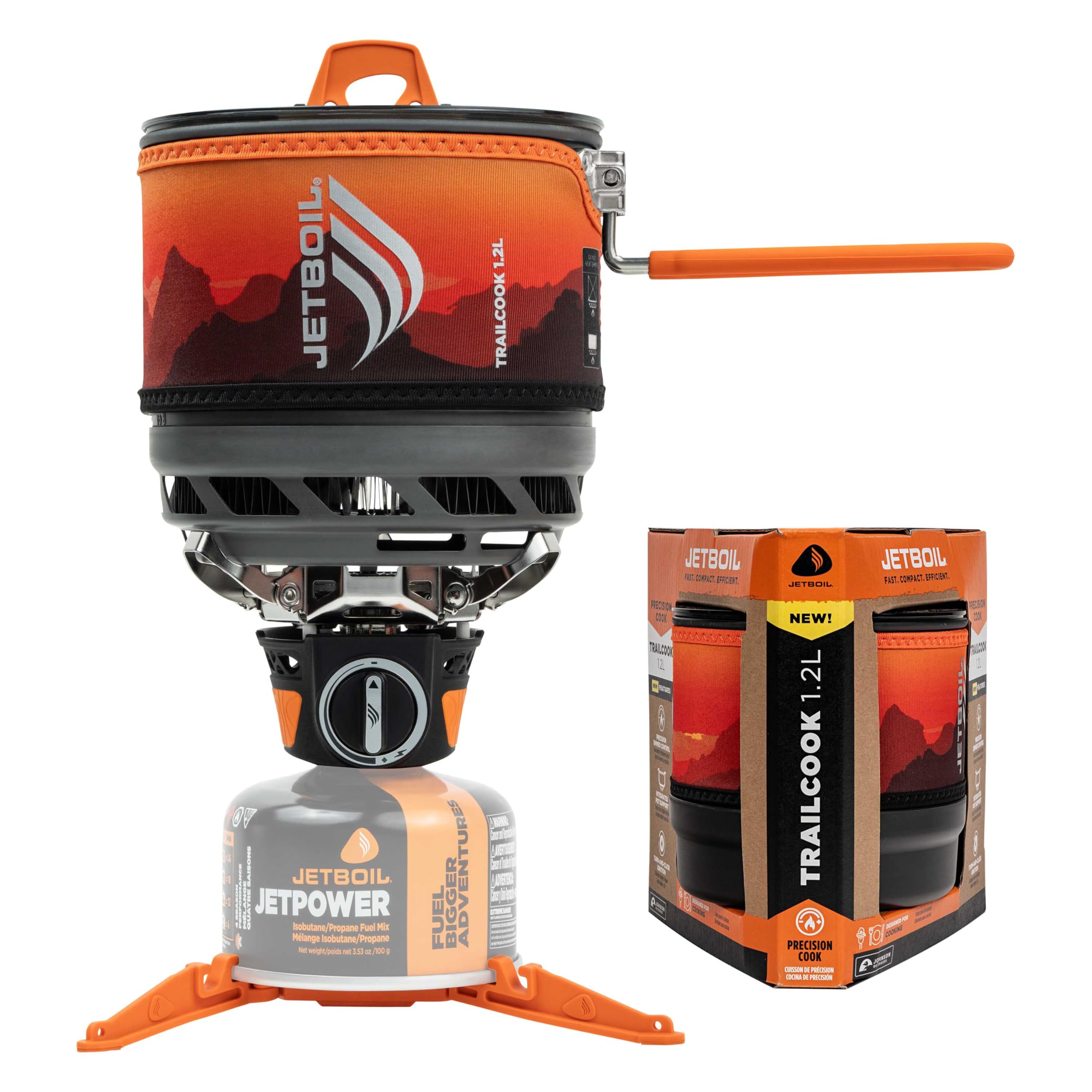 Jetboil TrailCook 1.2L Camping and Backpacking Stove Cooking System with Adjustable Heat Control, New for 2026, Sunset