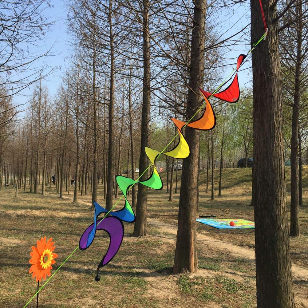 JTLB Windmill Spinners 23 * 23 * 2 Spiral Rainbow Wind Strip Windmill Colorful Wind Chime for Garden Home Outdoor Camping Tent Decoration - Image 3