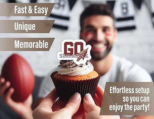 Miniatura 3 de FSU - Decoración para cupcakes para fútbol, cumpleaños, decoraciones de fiesta de graduación (24 piezas) (Florida State Seminoles)