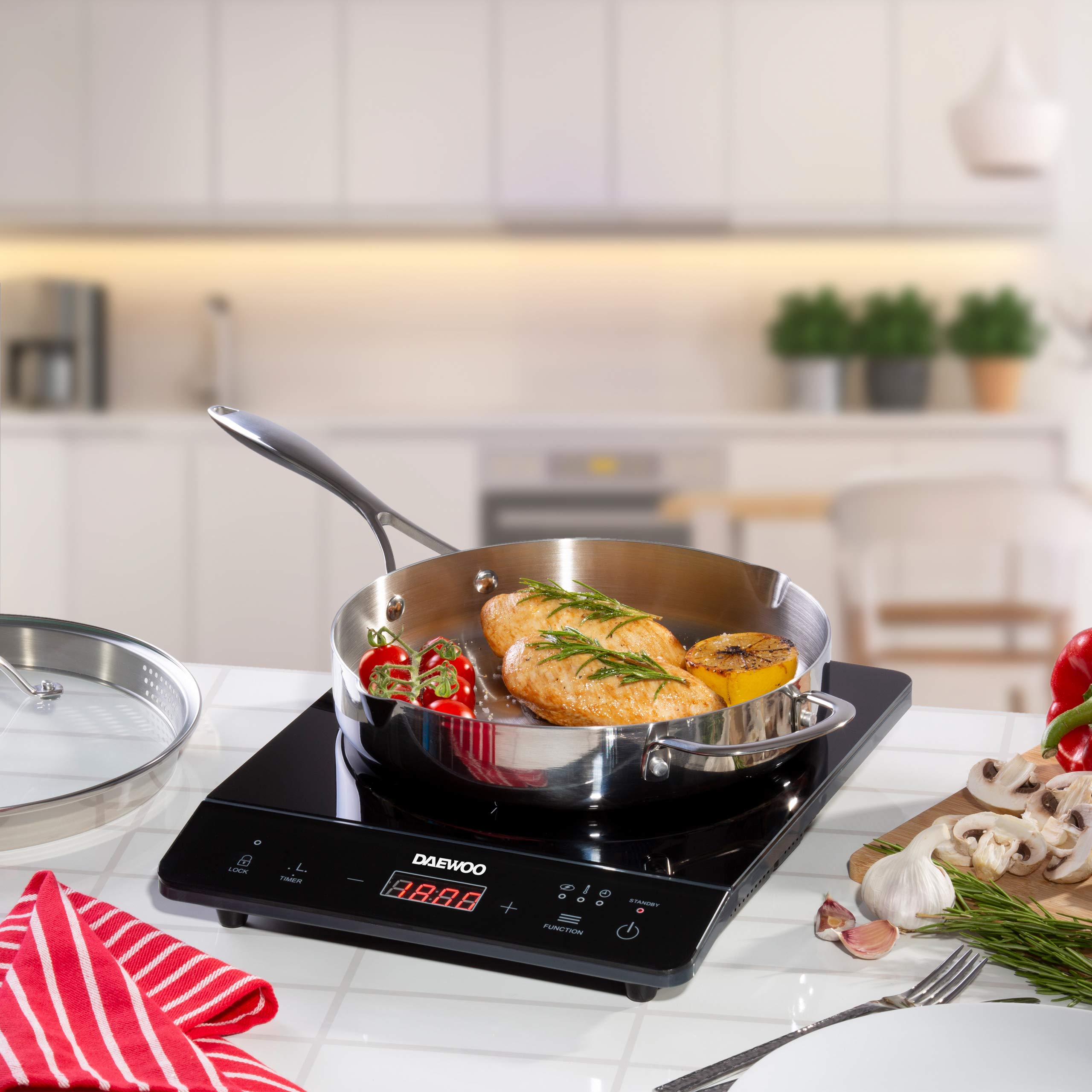 Daewoo 2000W Electric Single Induction Hob with BuiltIn Timer and