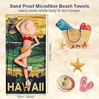 Vista 4 de Hawaii - Toalla de playa de gran tamaño de 36 x 72 pulgadas, secado rápido, sin arena, toalla de playa para lancha, toallas de microfibra suaves