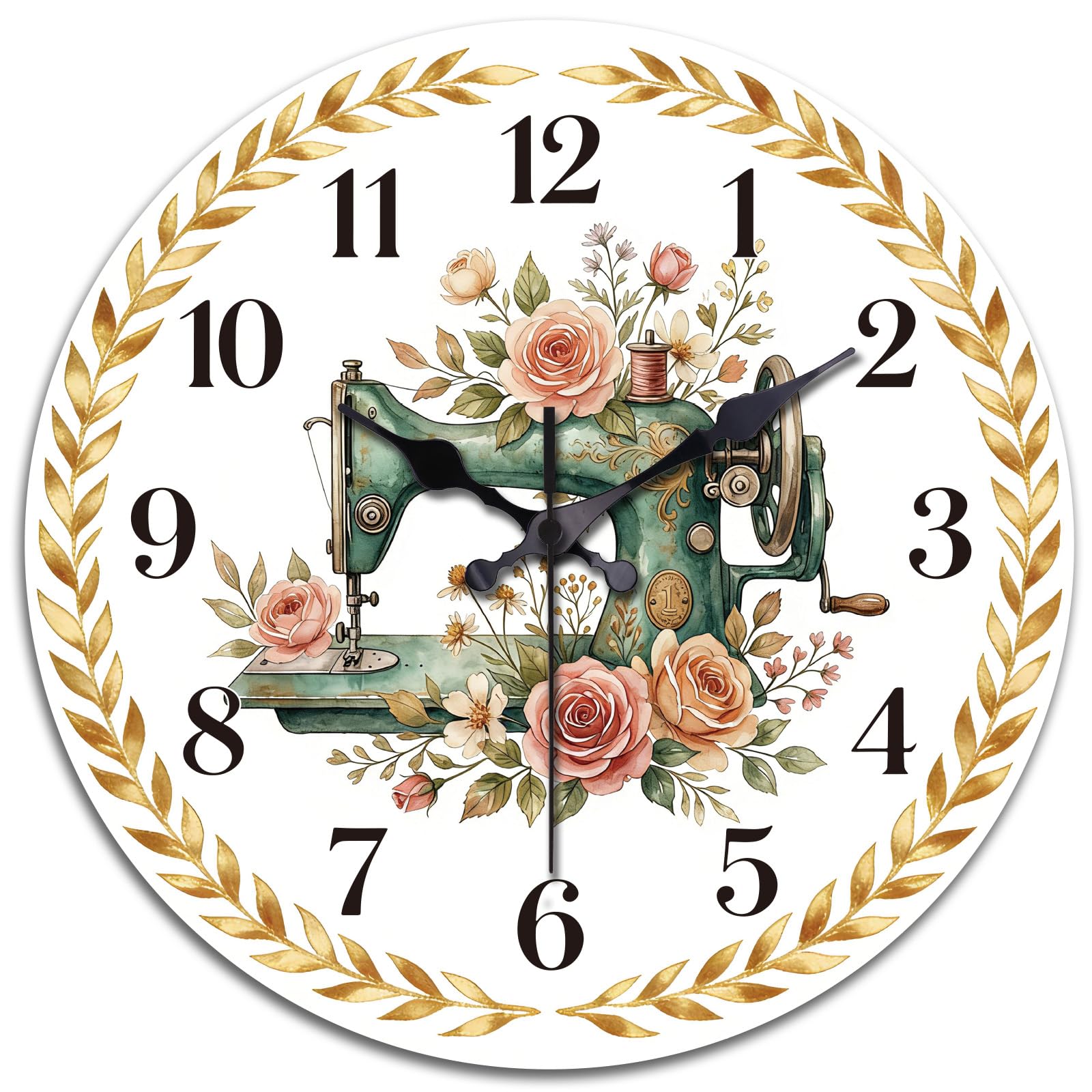 peacoblue Horloge Murale Silencieuse 30,5 cm Machine à Coudre Salon Cuisine