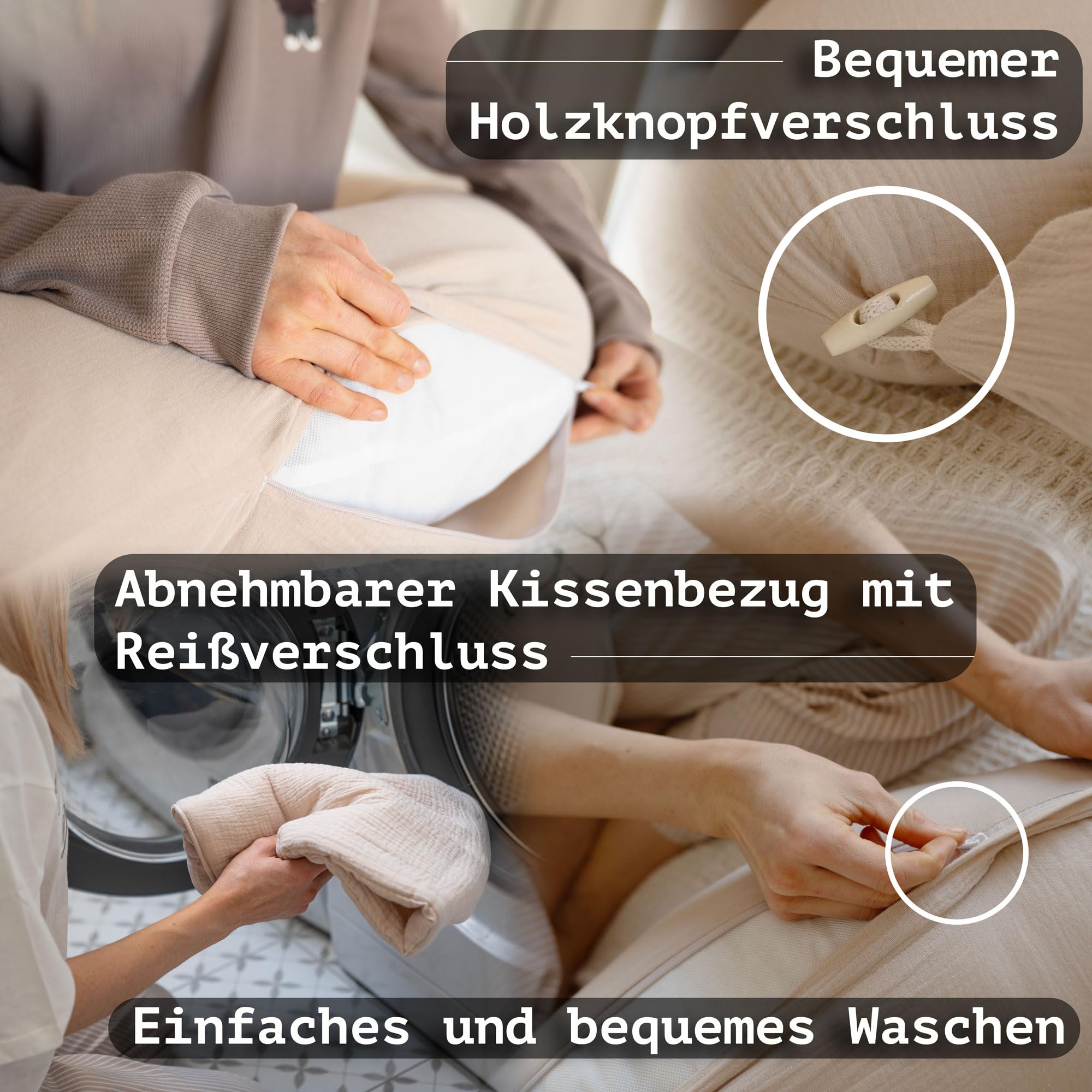 PaLulli® Cuscino ergonomico XXL per allattamento 190 x 30 cm con rivestimento in cotone mussola biologico, ideale per gravidanza e chi dorme sul fianco, comfort e sostegno per adulti e mamme (verde)