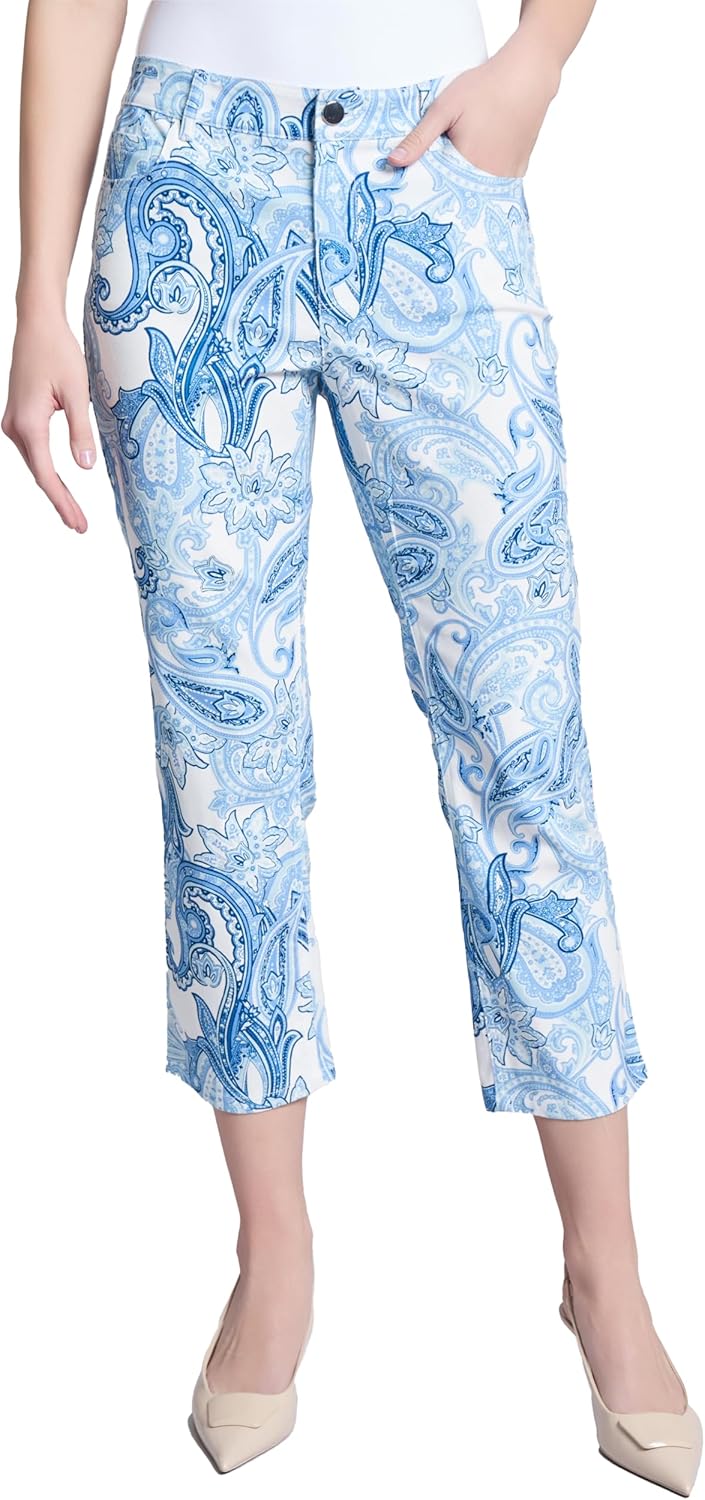 Jones New York Women's Fly Front Lexington Straight Ankle 12 Nyc White Multi