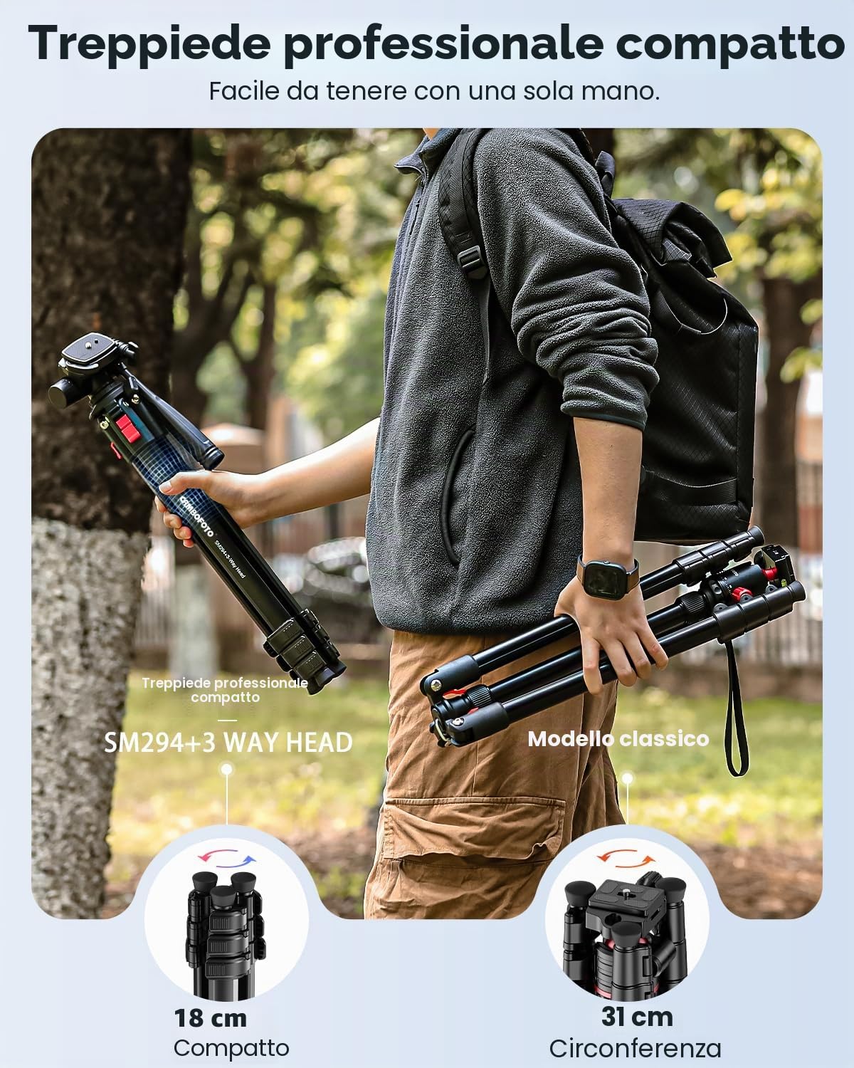 Treppiede da viaggio leggero per fotocamera da 173 cm, compatto e portatile, in alluminio, compatibile con telefono Canon/Nikon (supporta 4 kg, pesa 1,12 kg), nero