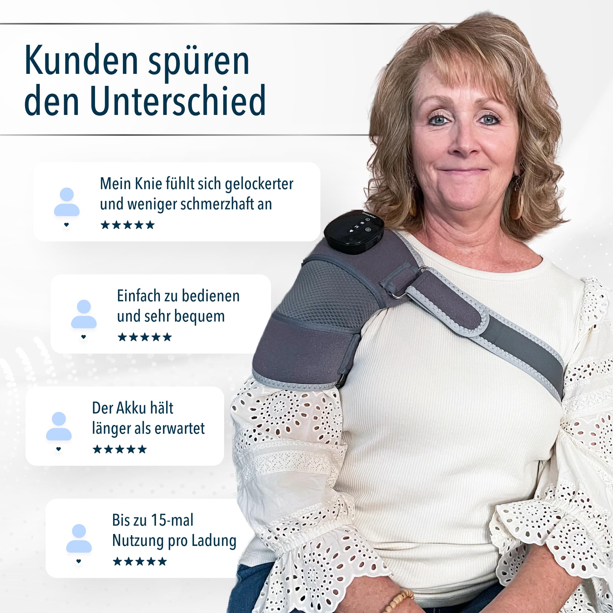 FORTHiQ RED+ Kniebandage mit Wärme und Rotlicht, 5 Intensitätsstufen, 52 Rot- & Infrarotlichtern, kabellos und verstellbar für Knie, Ellenbogen & Schultern, Geschenk für Männer & Frauen