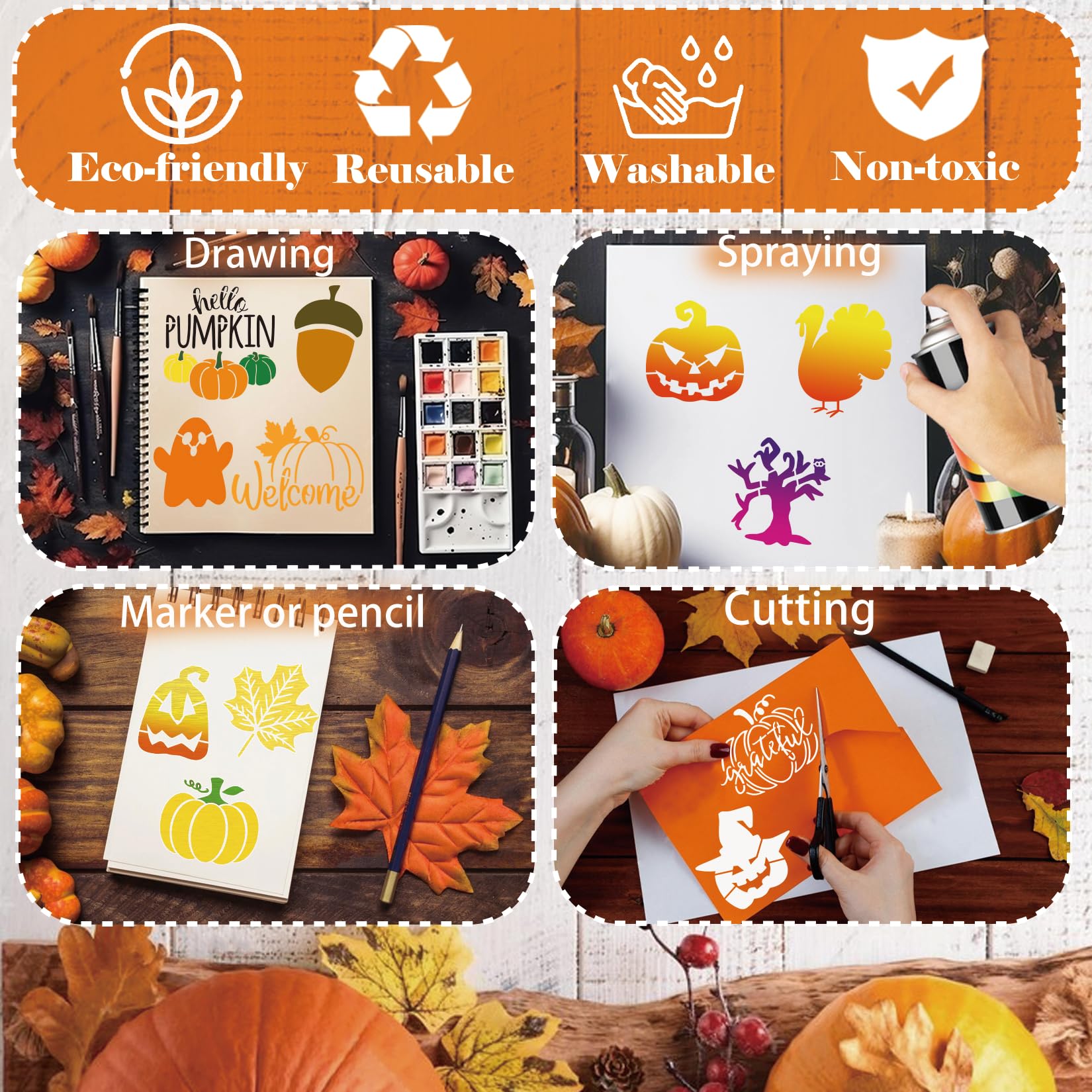 45 plantillas reutilizables para galletas de Navidad, Halloween, otoño, Acción de Gracias, para decoración de pasteles, para alimentos, postres y manualidades (45 días festivos)