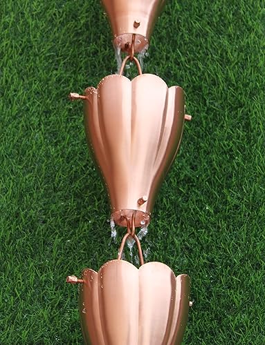 Miniatura 4 de Kam Inicio XL Copas de aluminio festoneadas Cadena de lluvia (8.5 pies) (cobre)