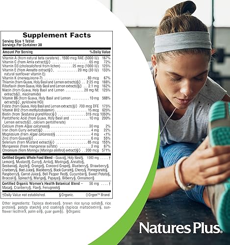 Miniatura 5 de Natures Plus Source of Life Garden - Multivitamínico orgánico una vez al día para mujer, 30 tabletas veganas, ingredientes integrales puros y