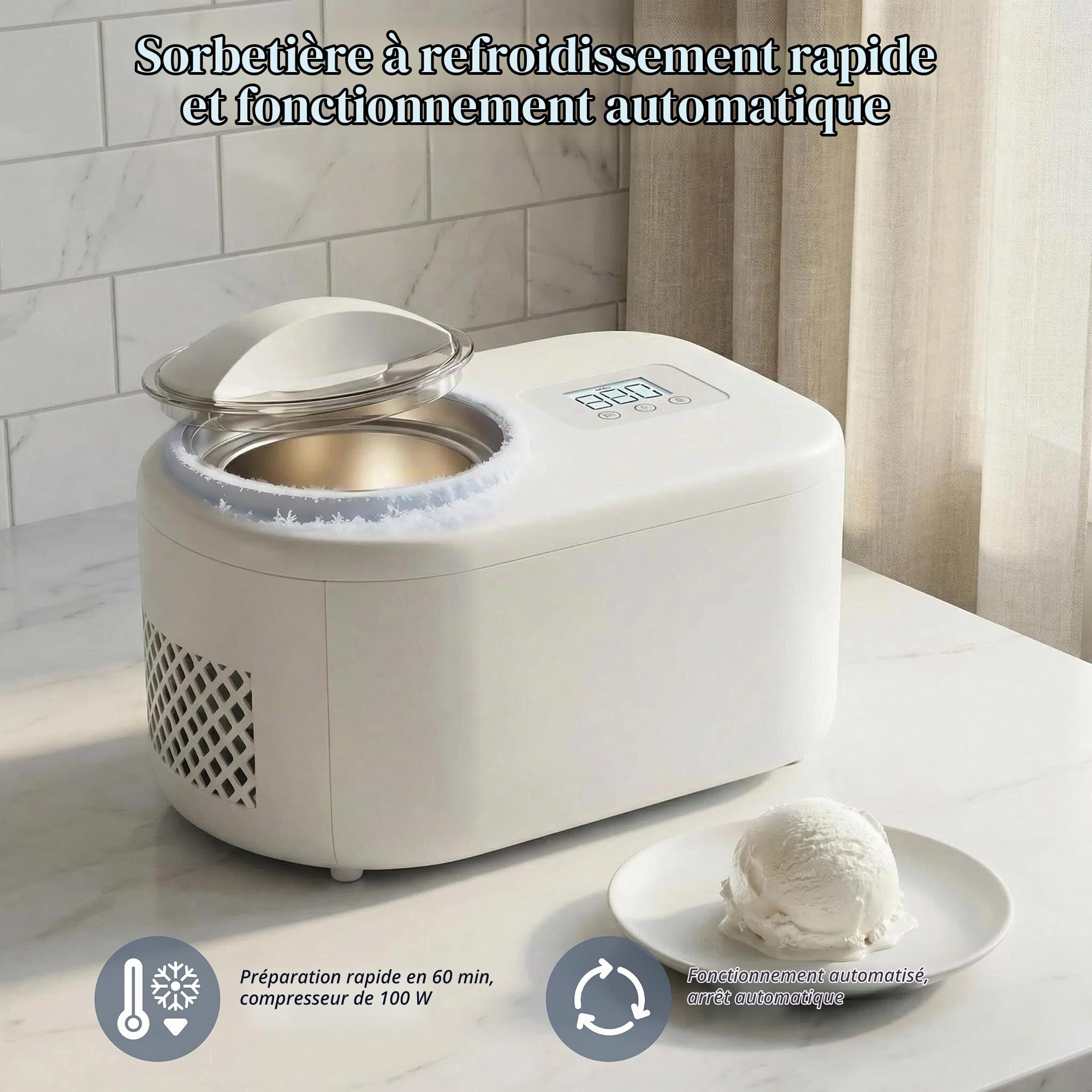 Machine à Glace avec Compresseur 100W 1L