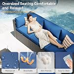 Aoxun Ensemble de meubles de patio, 7 Canapés sectionnels en pièces avec couverture de propulseur, ensemble de conversation de patio de meubles extérieurs en rotin pour jardin bleu marine