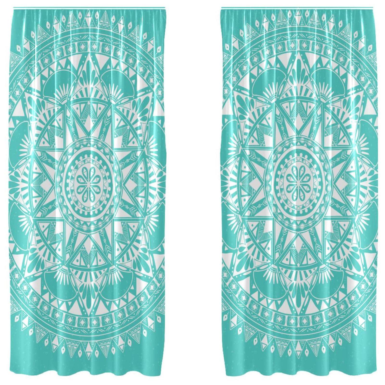 Cortinas de mandala indio premium en 55x84" con caída elegante
