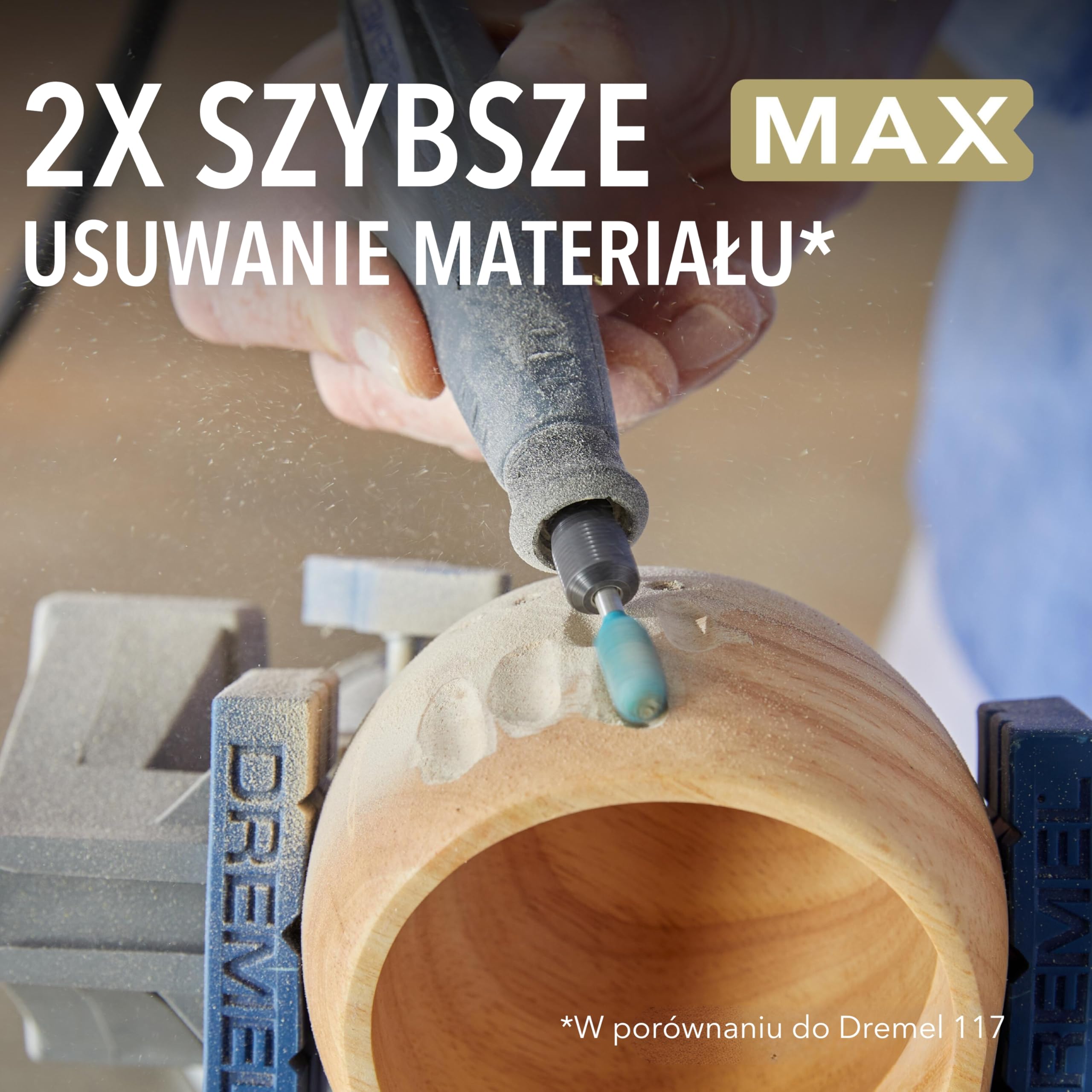 Dremel MAX High Performance Power Carving Bit (9954DM), bit ze stali nierdzewnej, średnica 7,9 mm do rzeźbienia okrągłych i płaskich, szczegółowych kształtów w drewnie, tworzywie sztucznym, EVA i