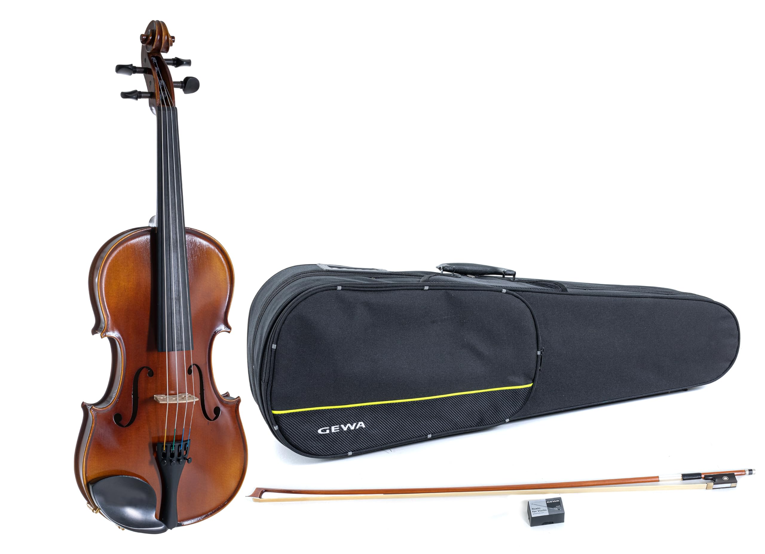 GEWA Set Violino Allegro VL 1 – 3/4 pronto per suonare, acero massello europeo e abete europeo, verniciato a mano, arco Massaranduba, corde Larsen Aurora, custodia per violino