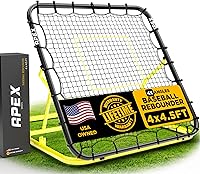 APEXSports 4x4.5 Ft Baseball Rebounder - Adjustable Multi-Sport Trainer for Soccer Volleyball, Boost Agility Reflexes Solo Practice