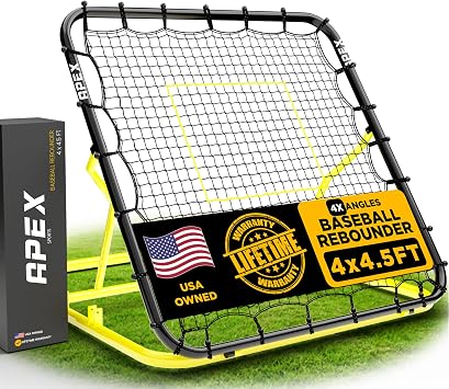Apex Sports 4x4.5 Ft Baseball Rebounder, Multi-Sport Trainer for Soccer and Volleyball, Adjustable Angles, Easy Storage, Durable Construction, Enhances Agility, Precision, Reflexes, Solo Practice