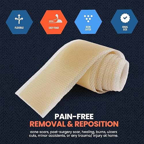 Miniatura 3 de Medpride - Rollo de cinta de gel de silicona fácil de desgarrar 15 x 16 yardas apósito de grado médico vendaje pegajoso a prueba de agua  ducha sin