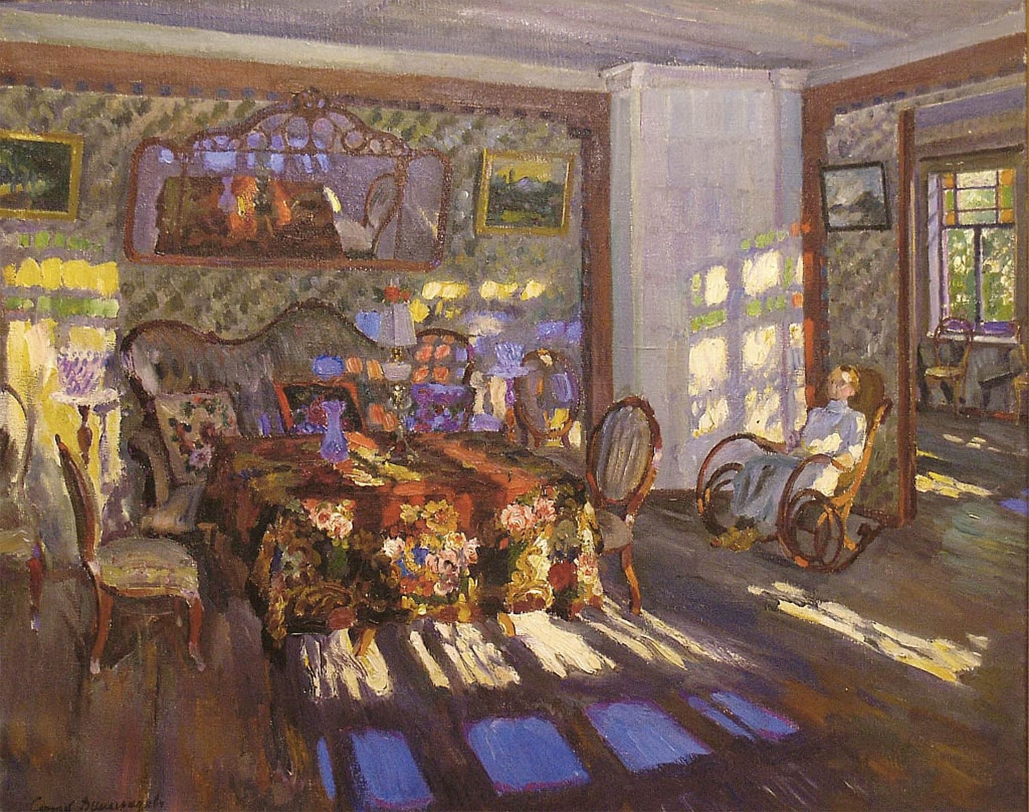 POSTERIIk Famous Modern Artwork Art Mural Sunlight Through Coloured Glass Windows by Sergei Arsenevich Vinogradov Oil Paintings Pictures for Home Decor 60x90cm