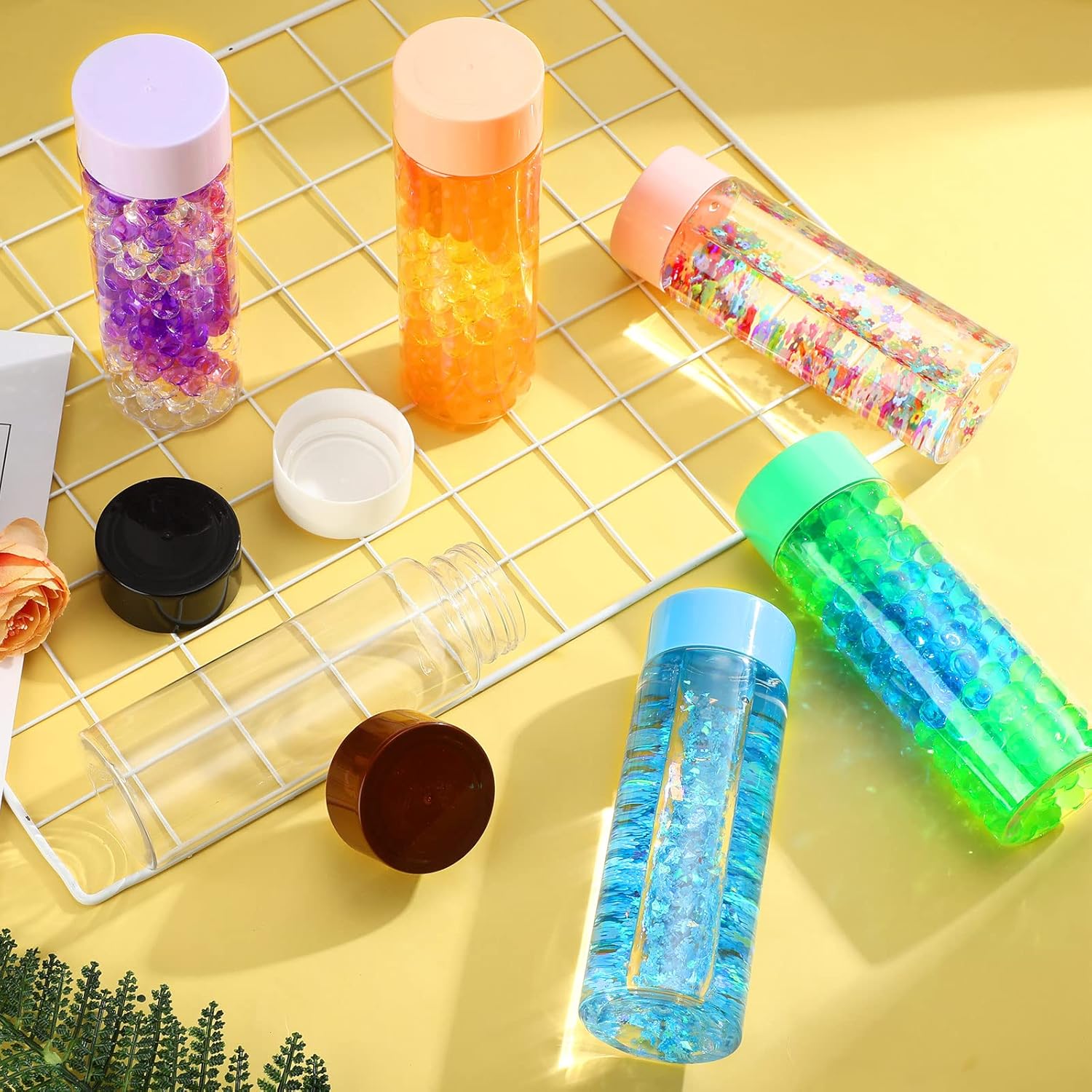 Hoolerry 16 Pcs Empty Plastic Sensory Bottles with Lids Reusable Clear Plastic Sensory Water Bottles for DIY Crafts Handmade Party Decoration(Multi Colors,13.5 oz) - Image 3