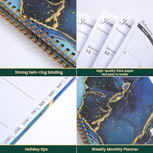 Miniatura 4 de Agenda mensual 2024, planificador semanal y diario de año académico, 8.5 x 6.2 pulgadas, pestañas mensuales, encuadernación de doble alambre,